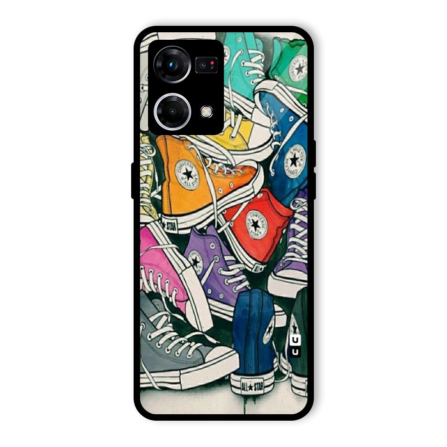 Colorful Shoes Glass Back Case for Oppo F21 Pro 4G