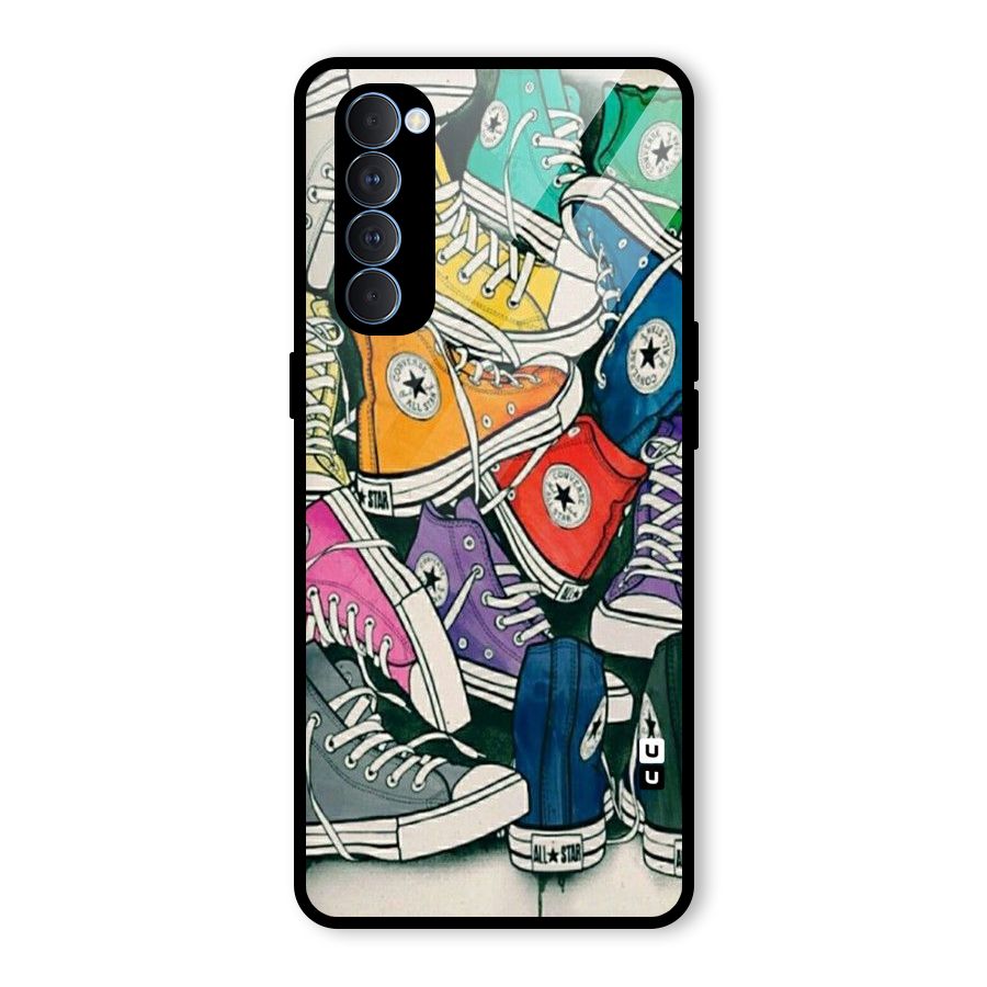 Colorful Shoes Glass Back Case for Oppo Reno4 Pro
