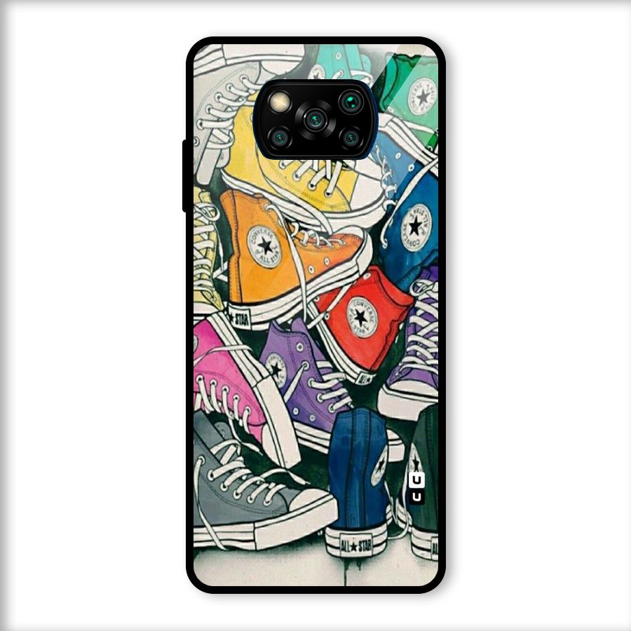 Colorful Shoes Glass Back Case for Poco X3