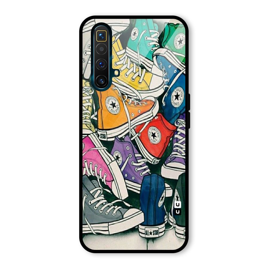 Colorful Shoes Glass Back Case for Realme X3 SuperZoom