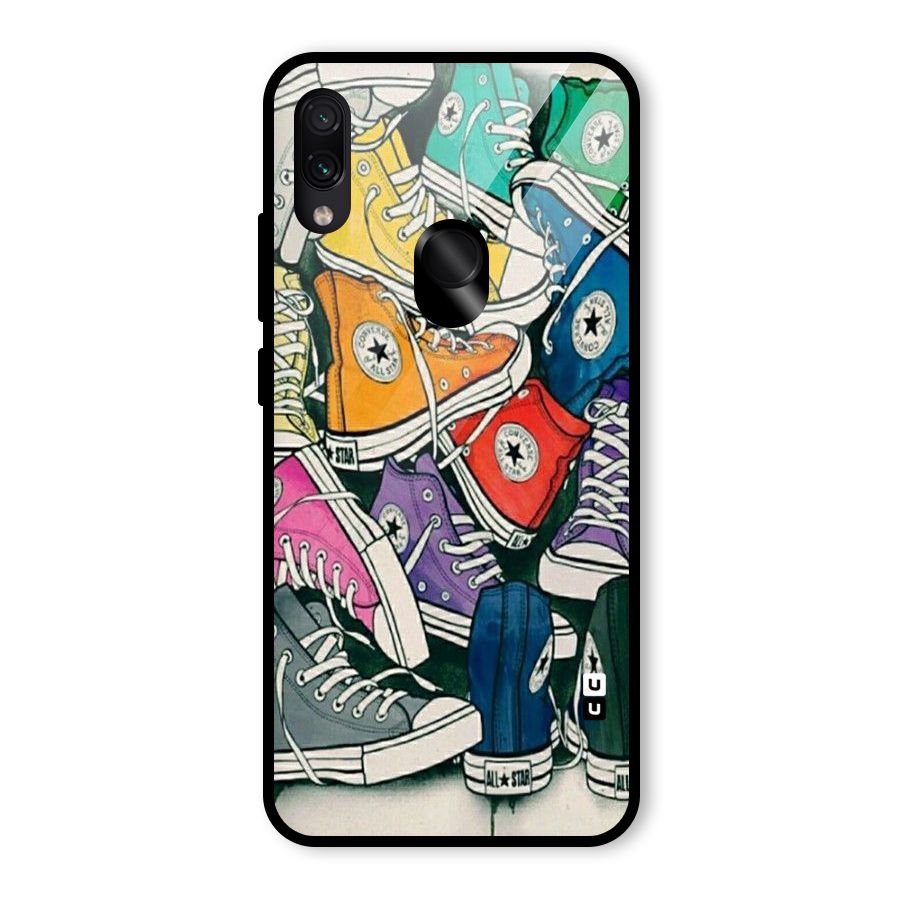 Colorful Shoes Glass Back Case for Redmi Note 7S
