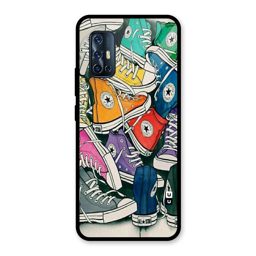 Colorful Shoes Glass Back Case for Vivo V17