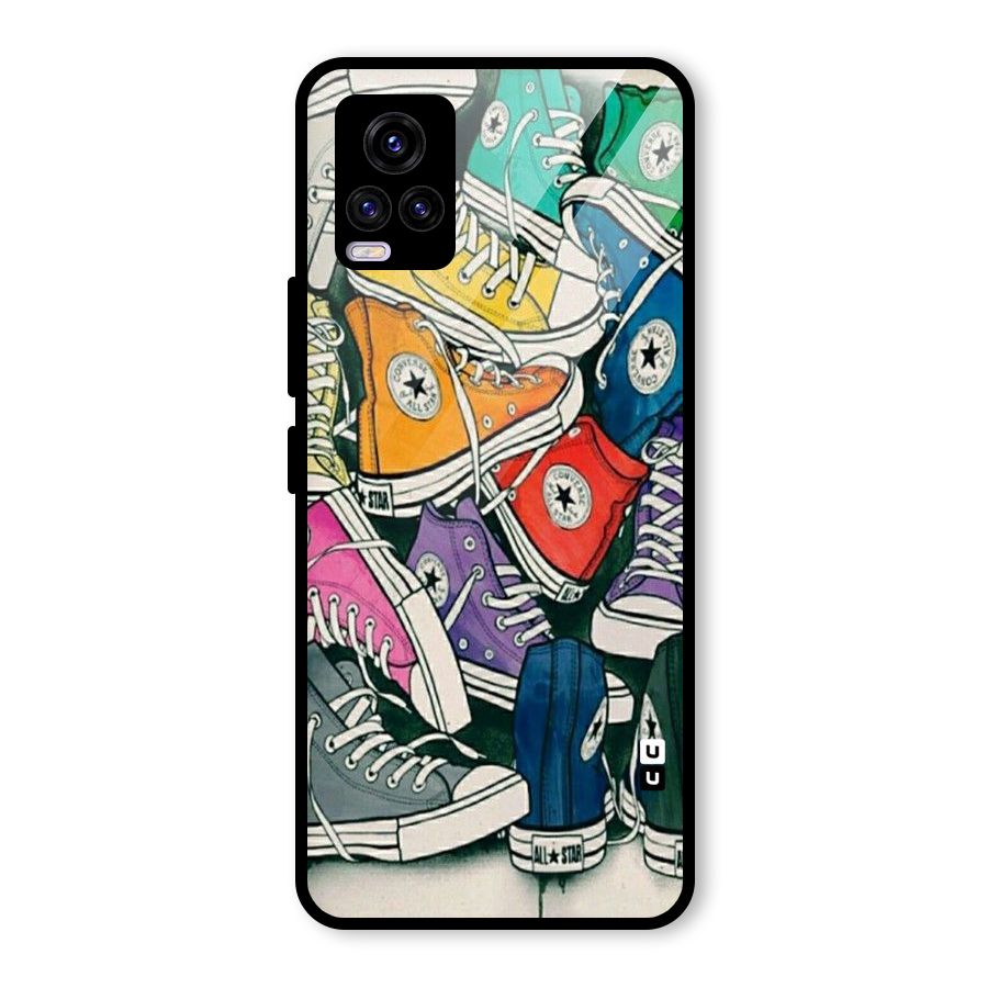 Colorful Shoes Glass Back Case for Vivo V20