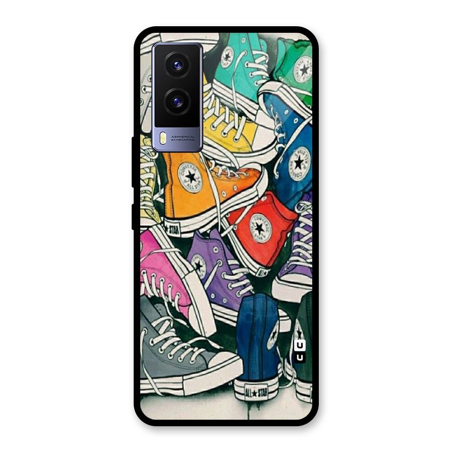 Colorful Shoes Glass Back Case for Vivo V21e 5G
