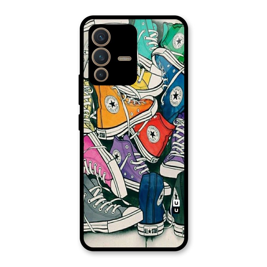 Colorful Shoes Glass Back Case for Vivo V23 5G