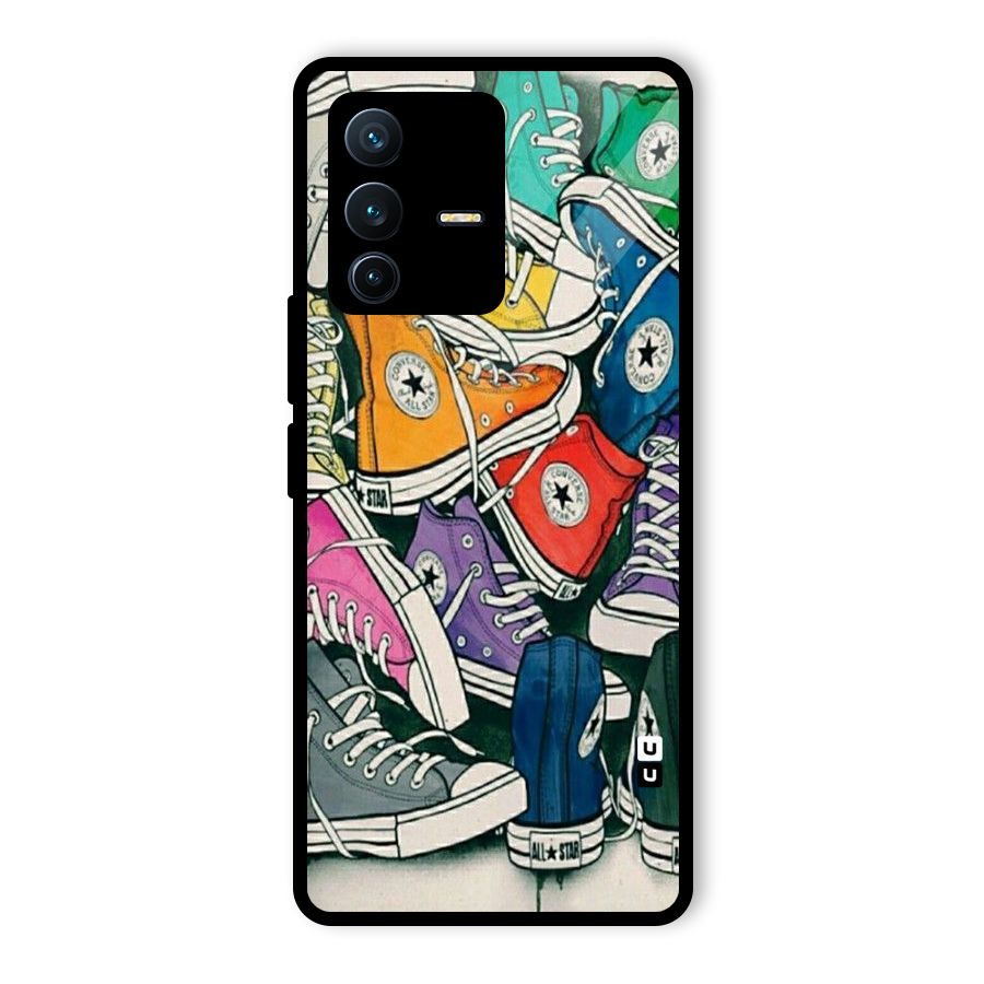 Colorful Shoes Glass Back Case for Vivo V23 Pro