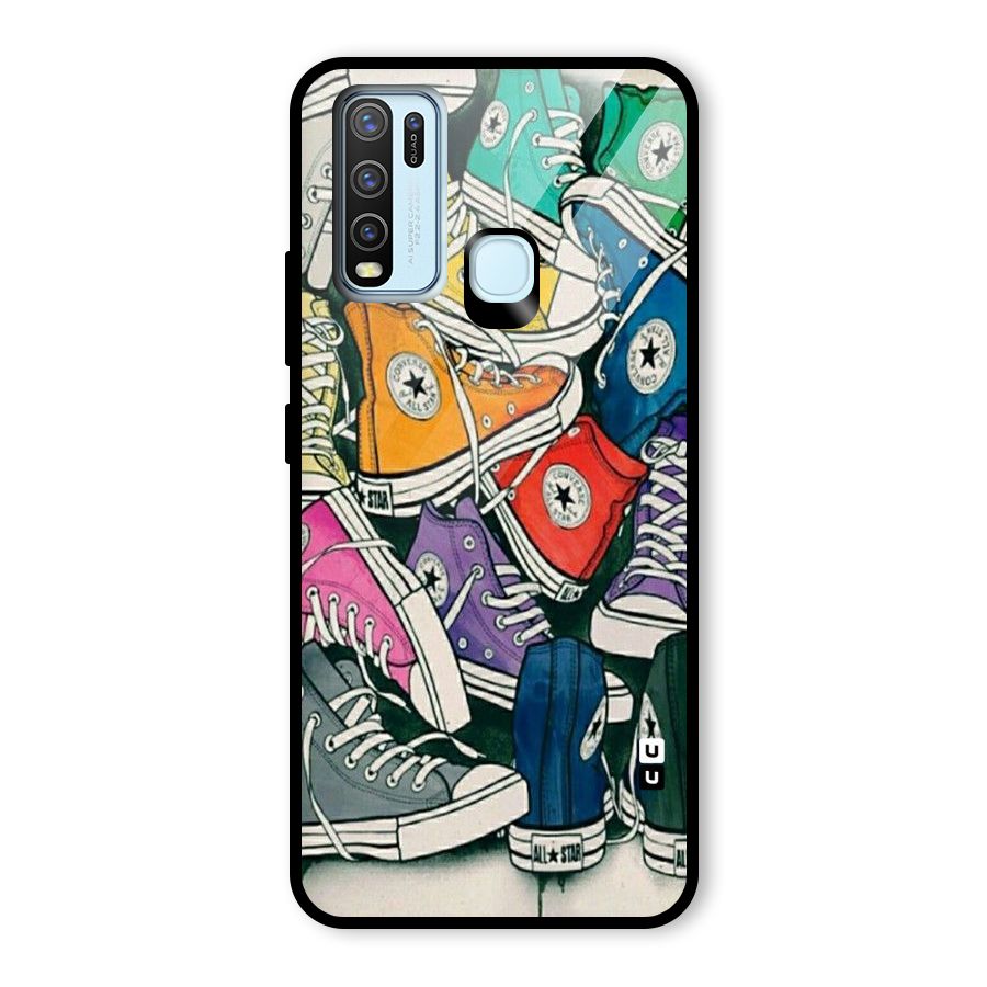 Colorful Shoes Glass Back Case for Vivo Y30
