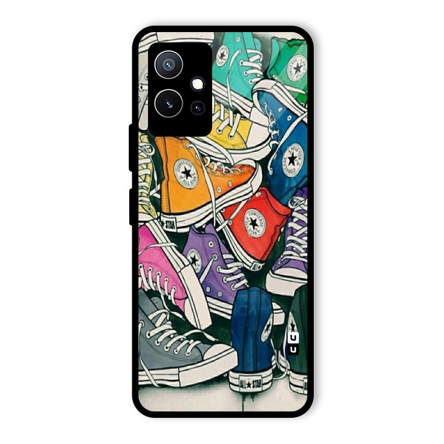 Colorful Shoes Glass Back Case for Vivo Y75 5G