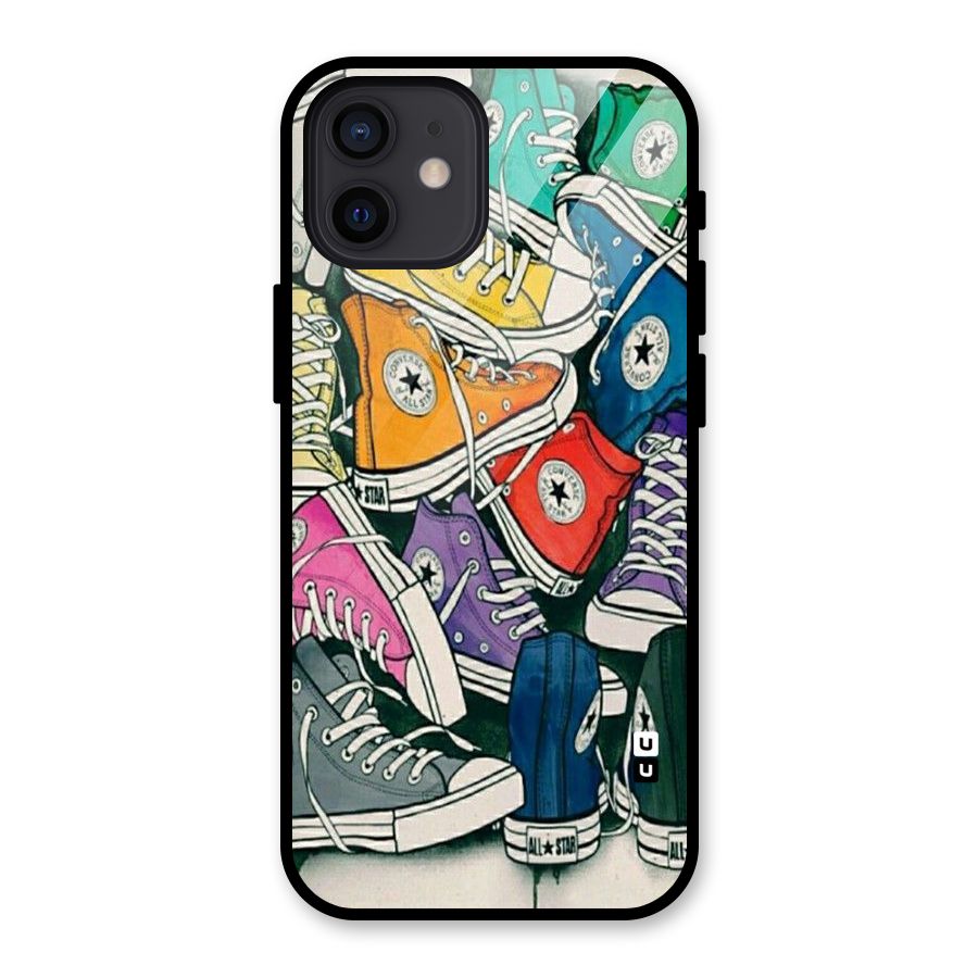 Colorful Shoes Glass Back Case for iPhone 12