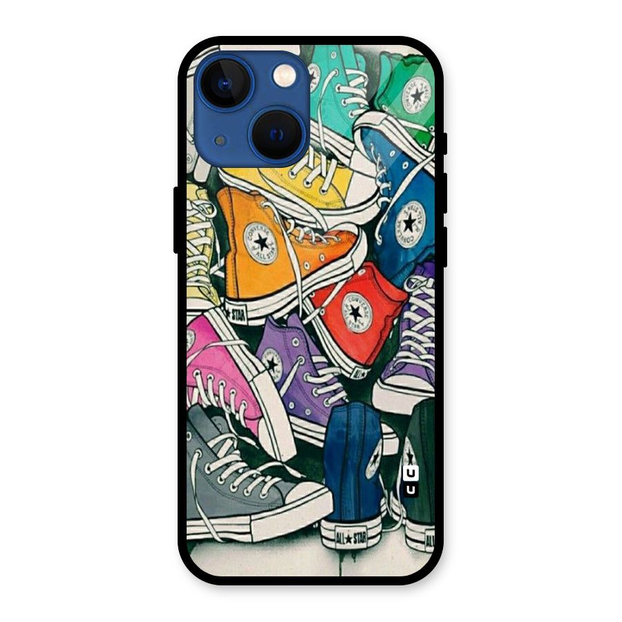 Colorful Shoes Glass Back Case for iPhone 13 Mini