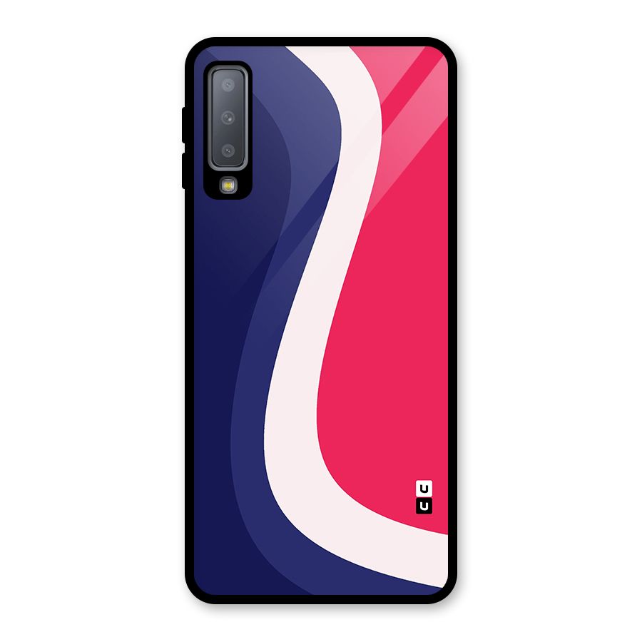 Colorful Wavy Print Glass Back Case for Galaxy A7 (2018)