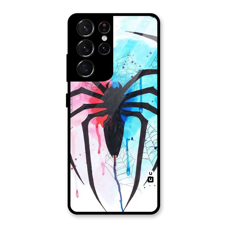 Colorful Web Glass Back Case for Galaxy S21 Ultra 5G