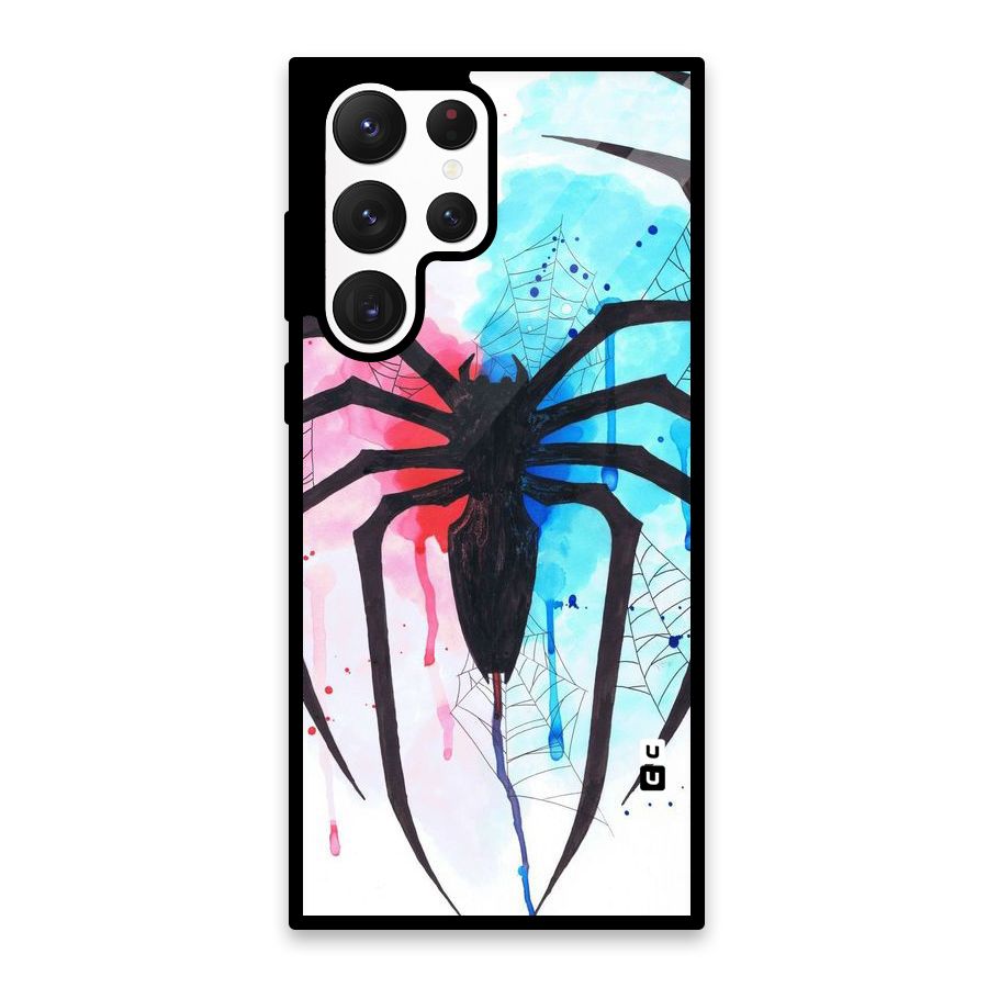 Colorful Web Glass Back Case for Galaxy S22 Ultra 5G