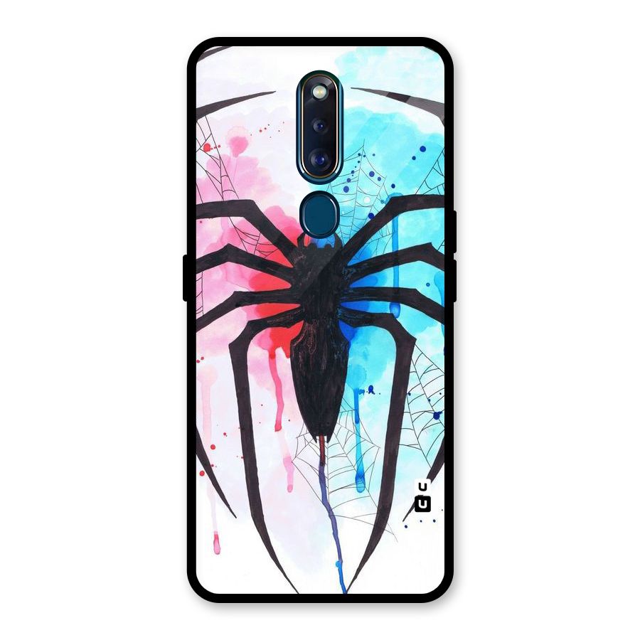 Colorful Web Glass Back Case for Oppo F11 Pro