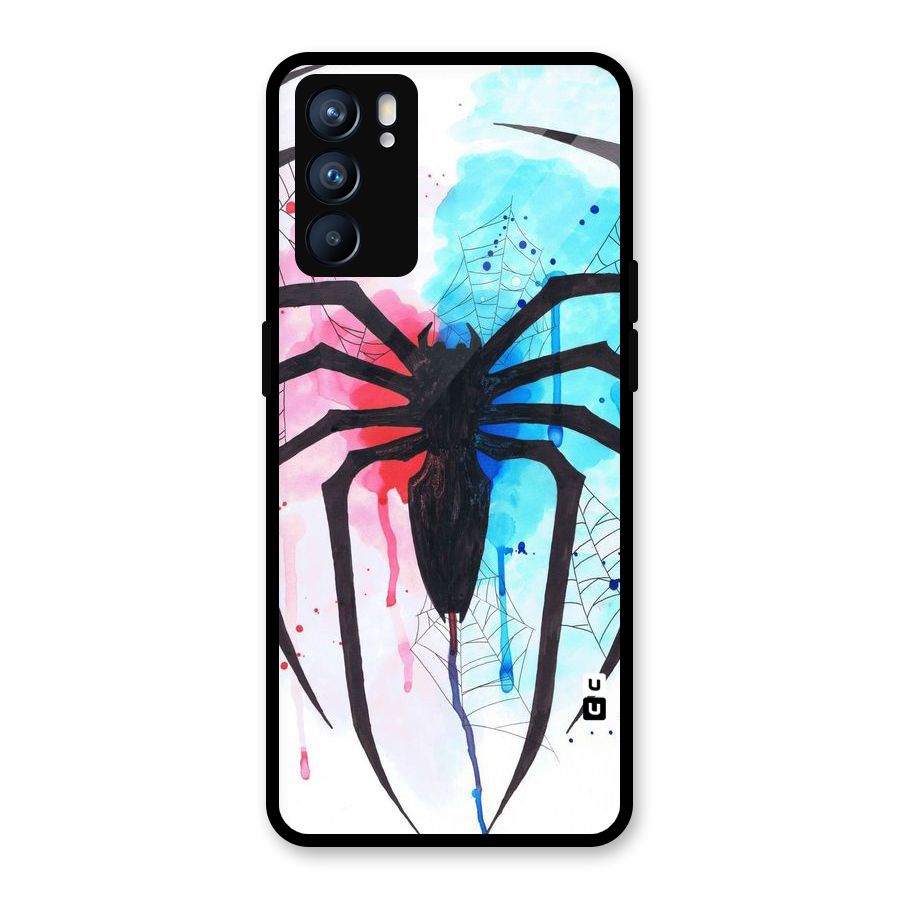 Colorful Web Glass Back Case for Oppo Reno6 5G