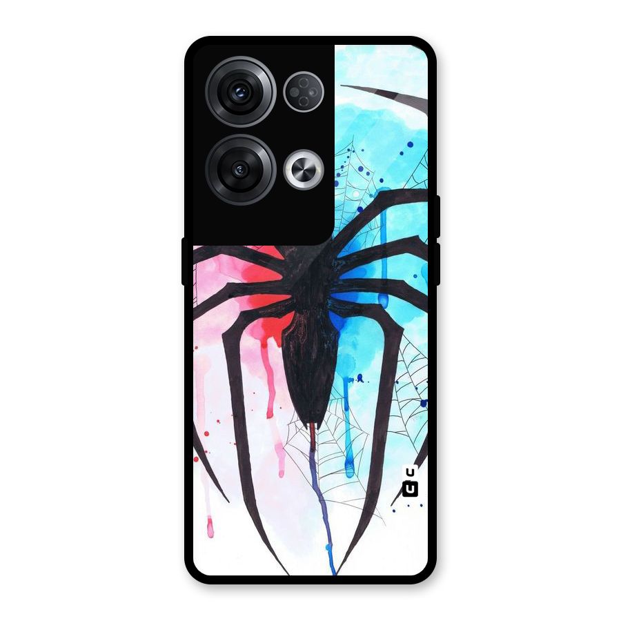 Colorful Web Glass Back Case for Oppo Reno8 Pro 5G