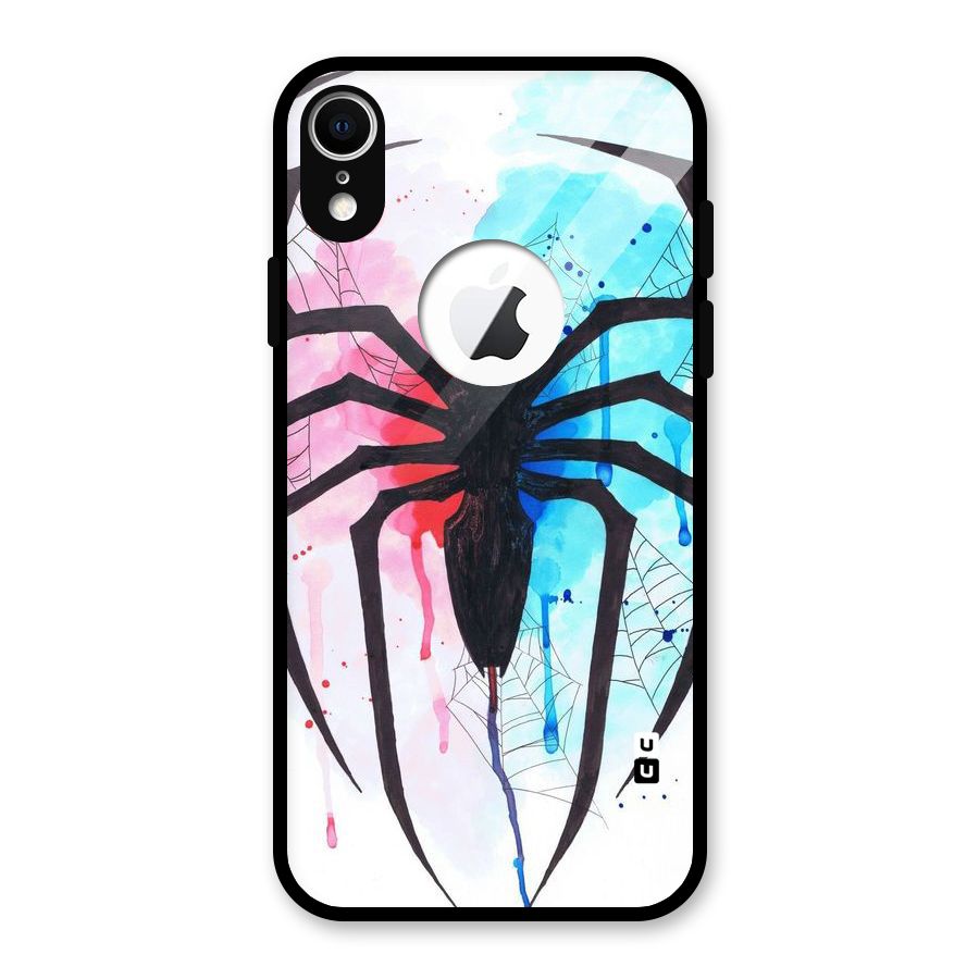 Colorful Web Glass Back Case for iPhone XR Logo Cut