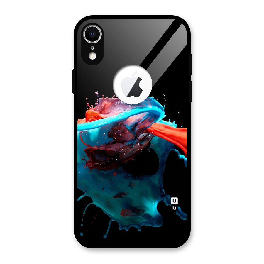 Colour War Glass Back Case for iPhone XR Logo Cut