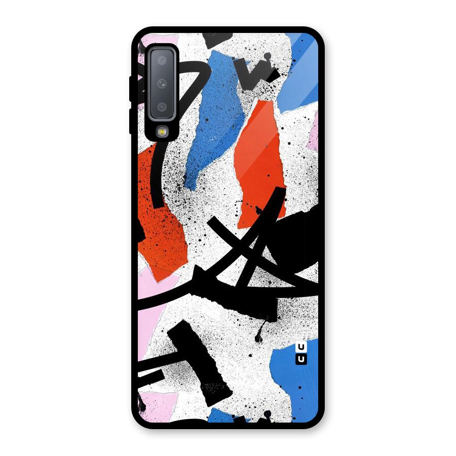 Coloured Abstract Art Glass Back Case for Galaxy A7 (2018)