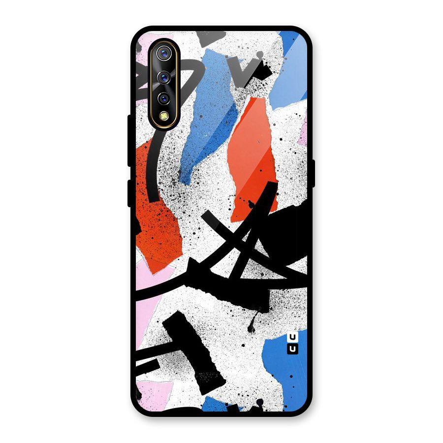 Coloured Abstract Art Glass Back Case for Vivo S1