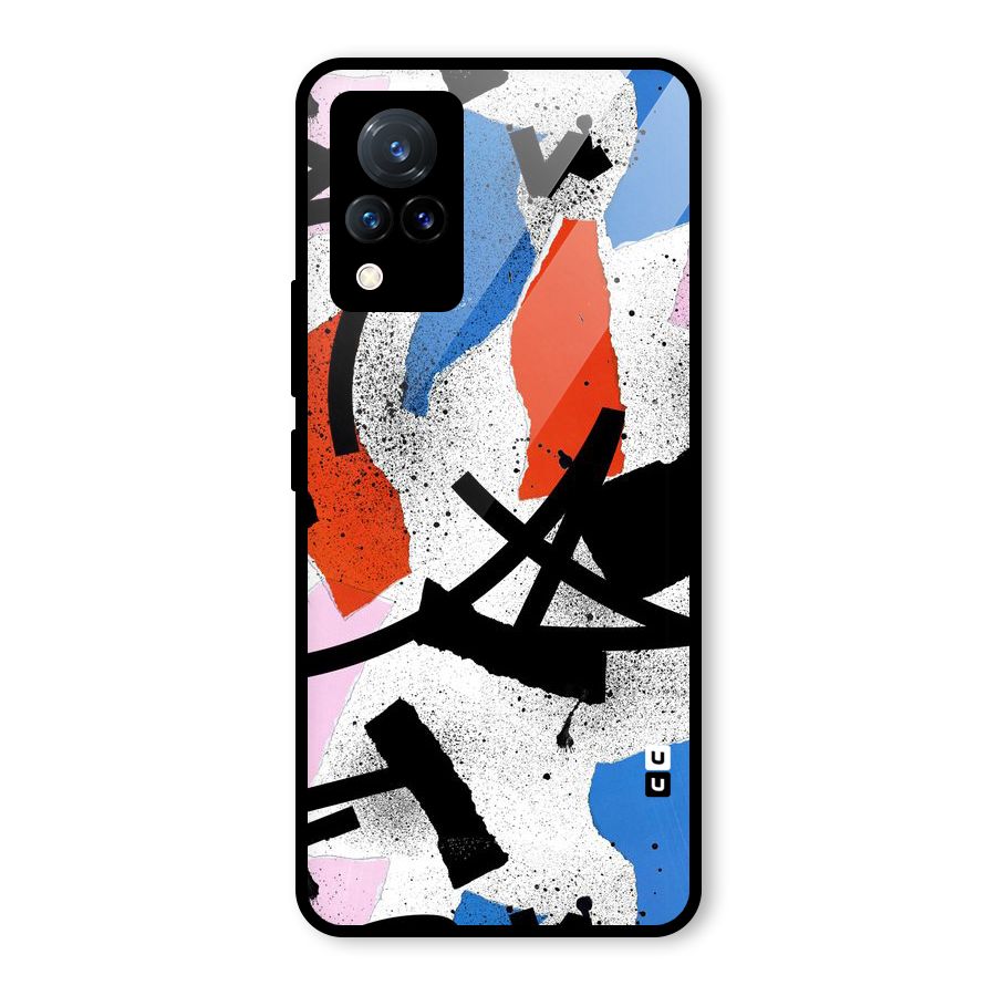 Coloured Abstract Art Glass Back Case for Vivo V21 5G