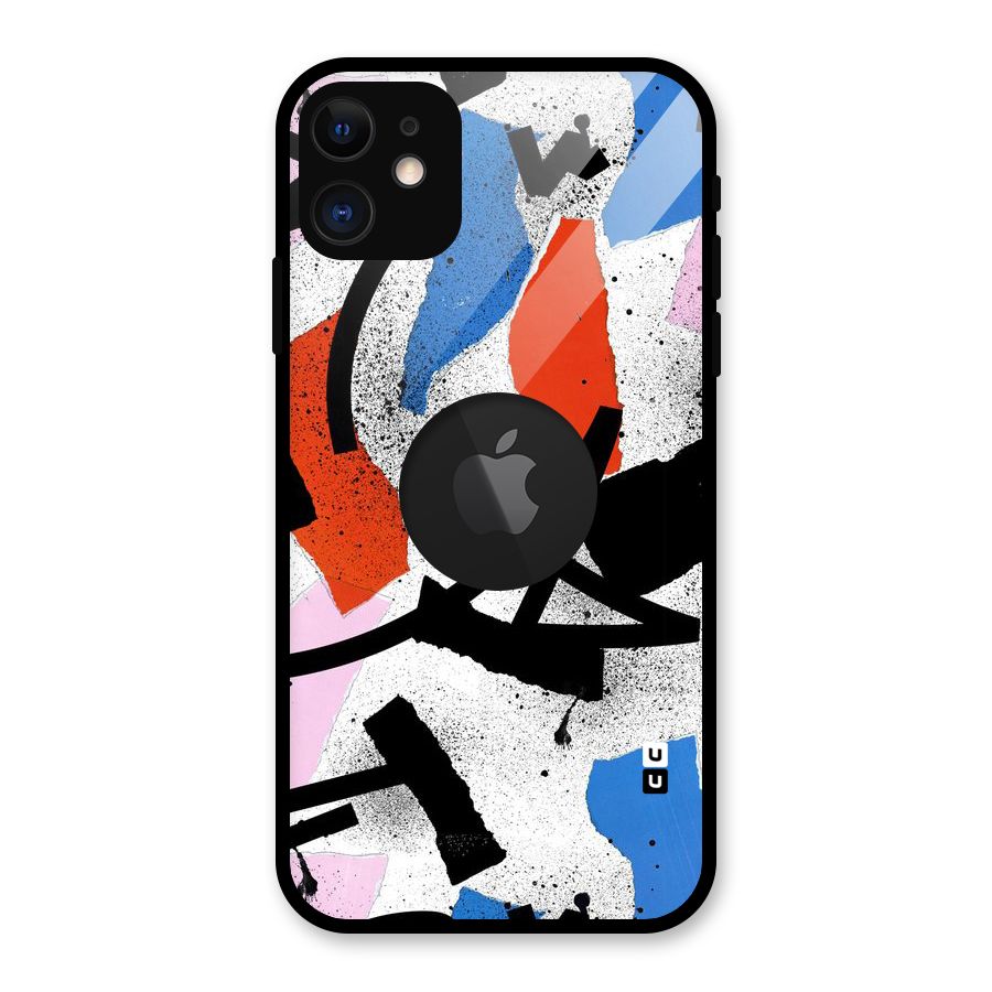Coloured Abstract Art Glass Back Case for iPhone 11 Logo Cut