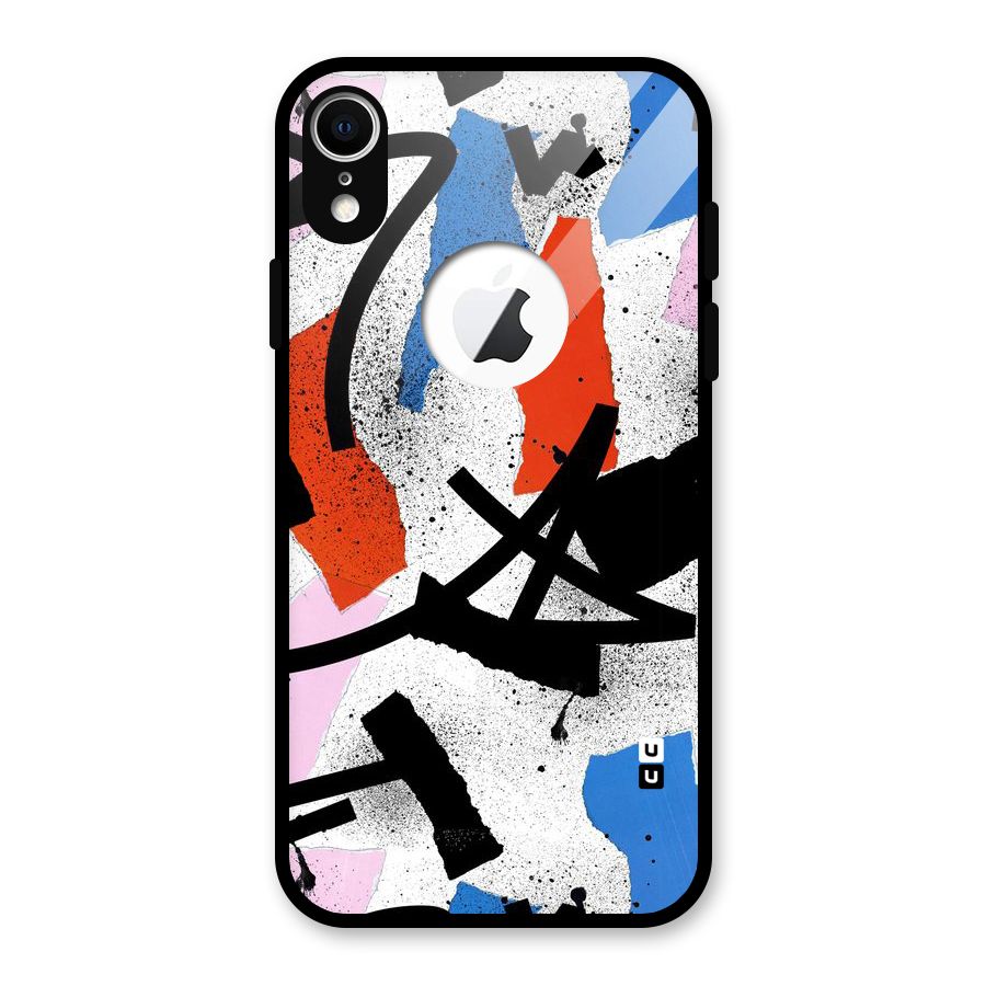 Coloured Abstract Art Glass Back Case for iPhone XR Logo Cut