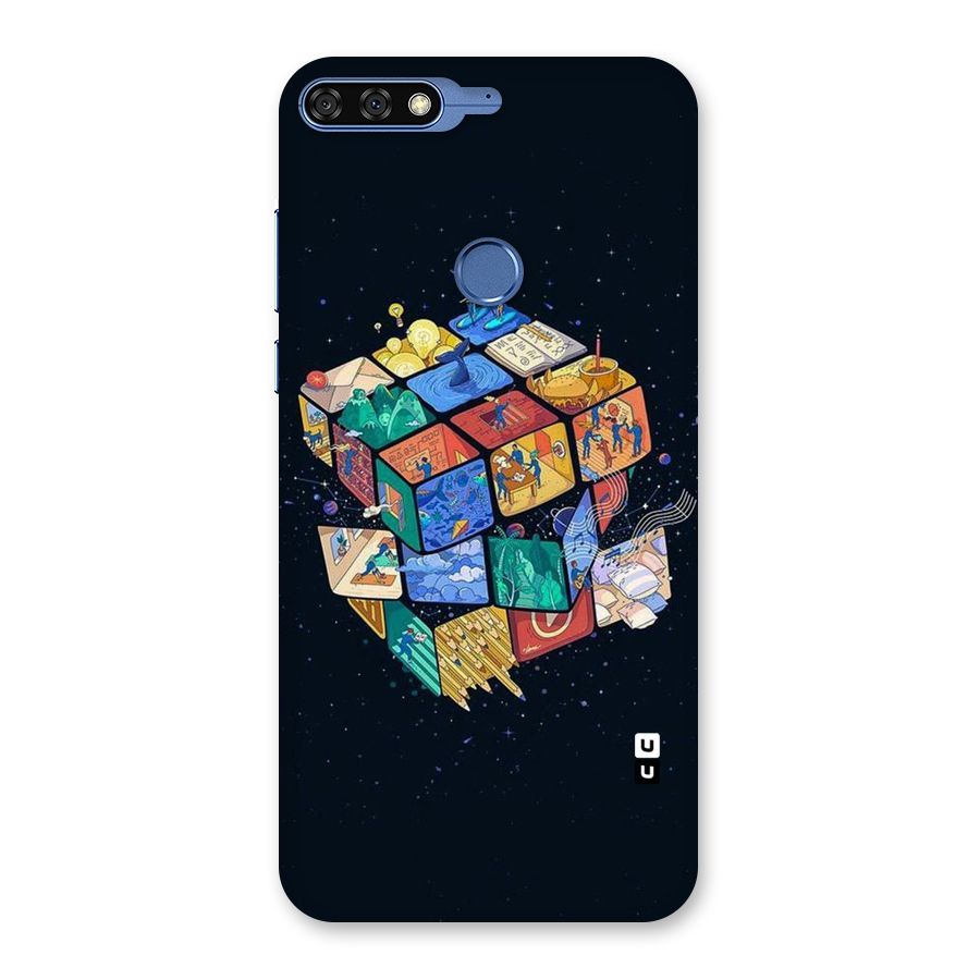 Coloured Rubic Back Case for Honor 7C