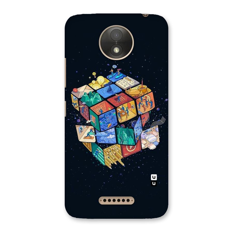 Coloured Rubic Back Case for Moto C Plus