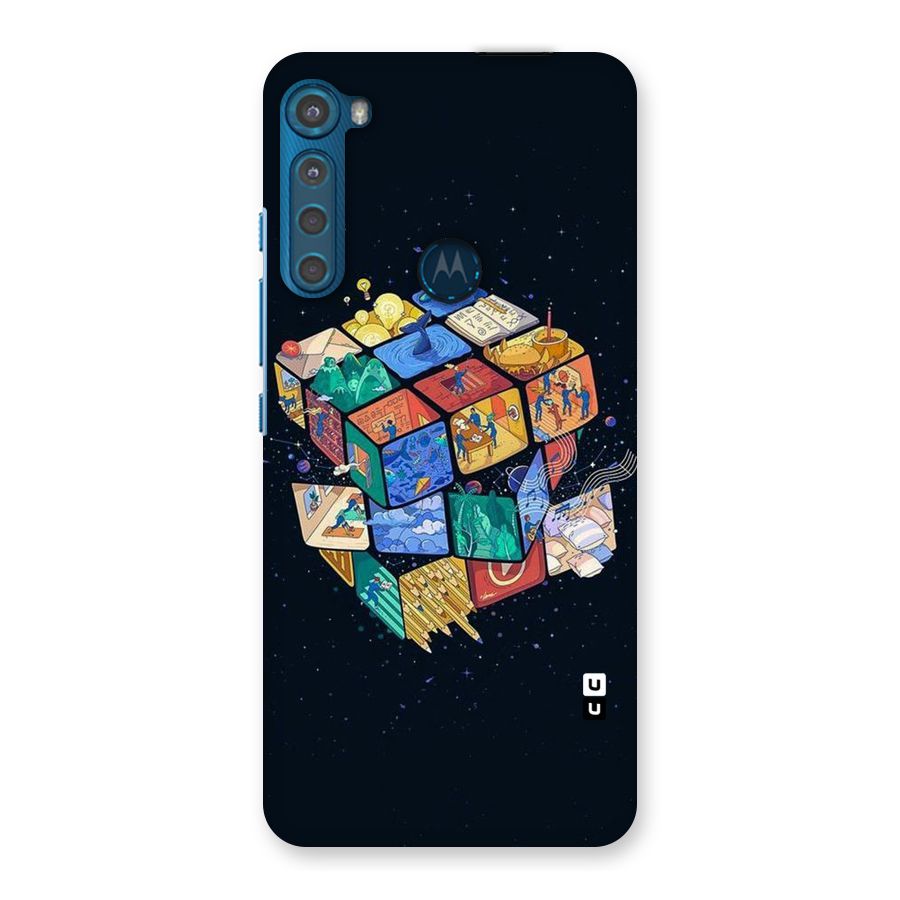 Coloured Rubic Back Case for Motorola One Fusion Plus