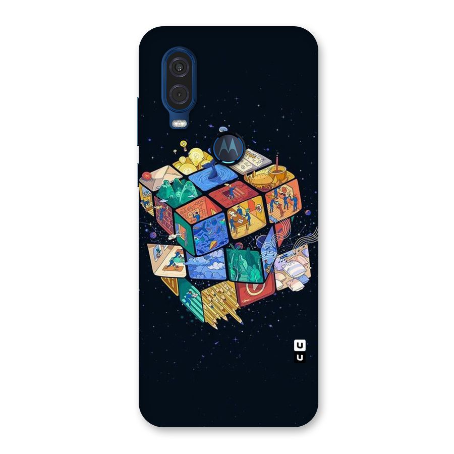 Coloured Rubic Back Case for Motorola One Vision