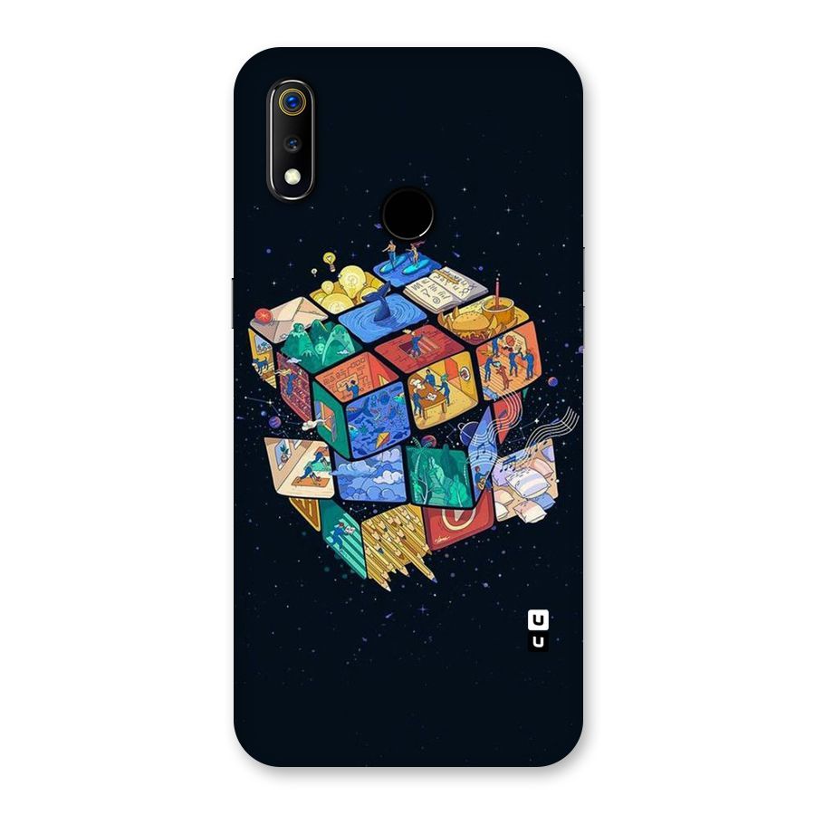 Coloured Rubic Back Case for Realme 3