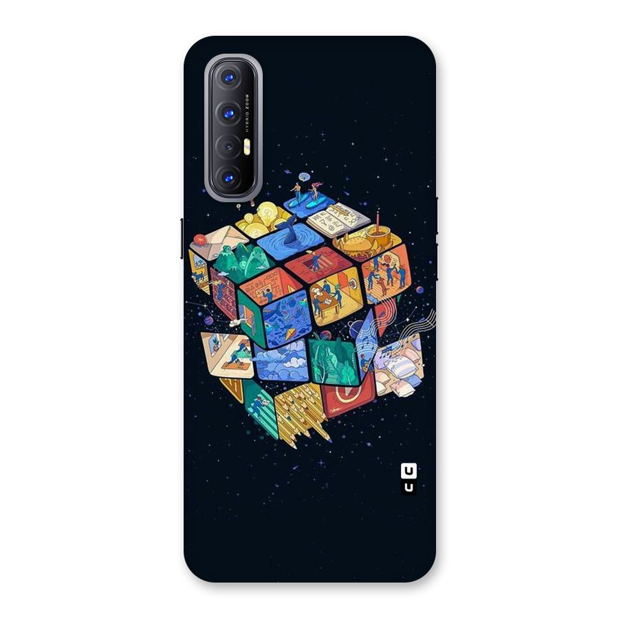 Coloured Rubic Back Case for Reno3 Pro