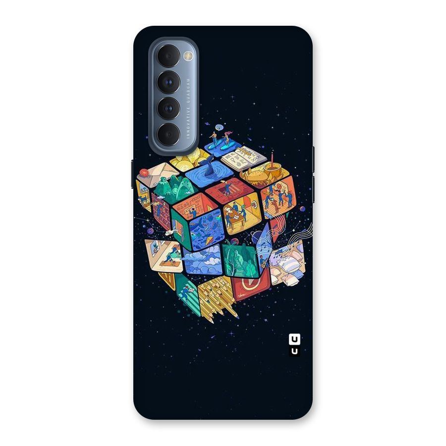 Coloured Rubic Back Case for Reno4 Pro