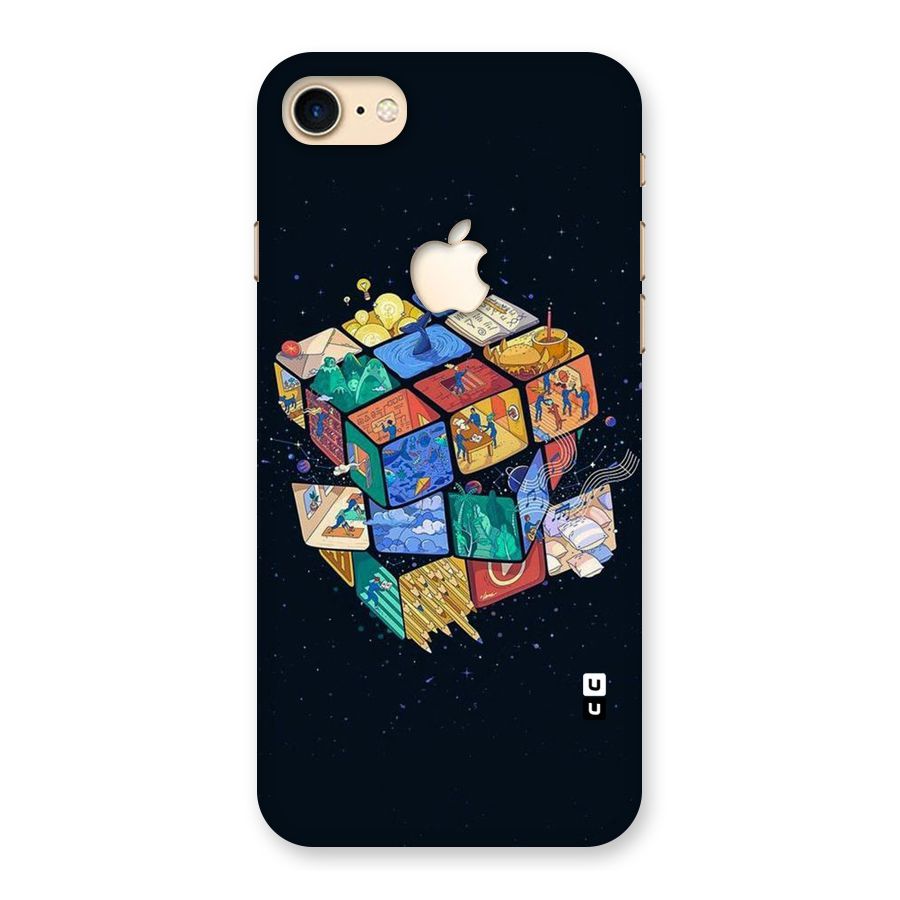 Coloured Rubic Back Case for iPhone 7 Apple Cut
