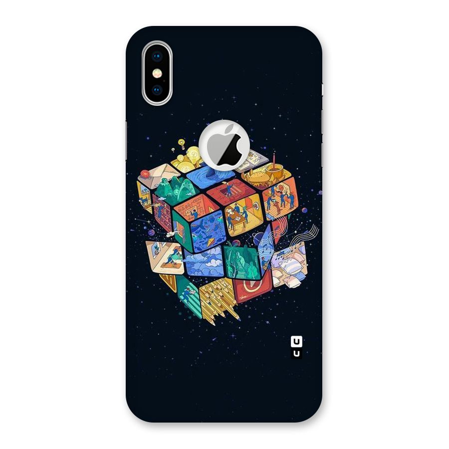 Coloured Rubic Back Case for iPhone X Logo Cut