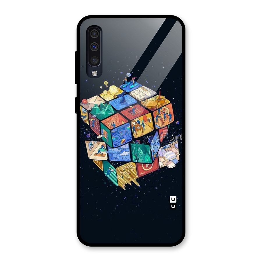 Coloured Rubic Glass Back Case for Galaxy A50