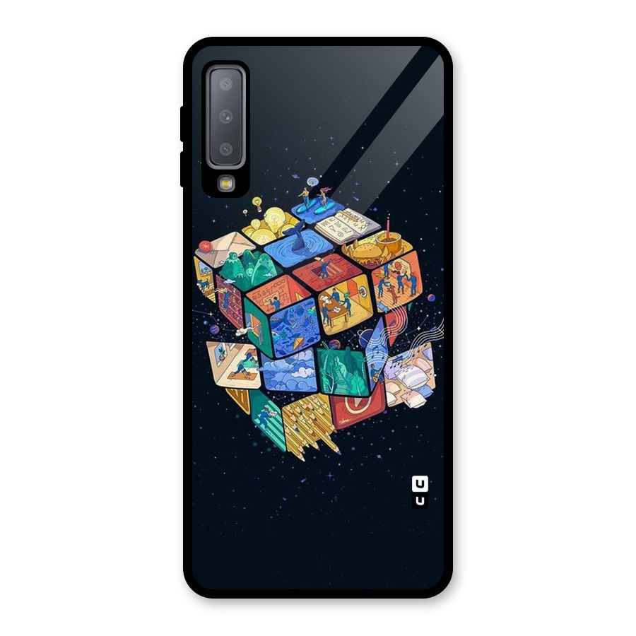 Coloured Rubic Glass Back Case for Galaxy A7 (2018)