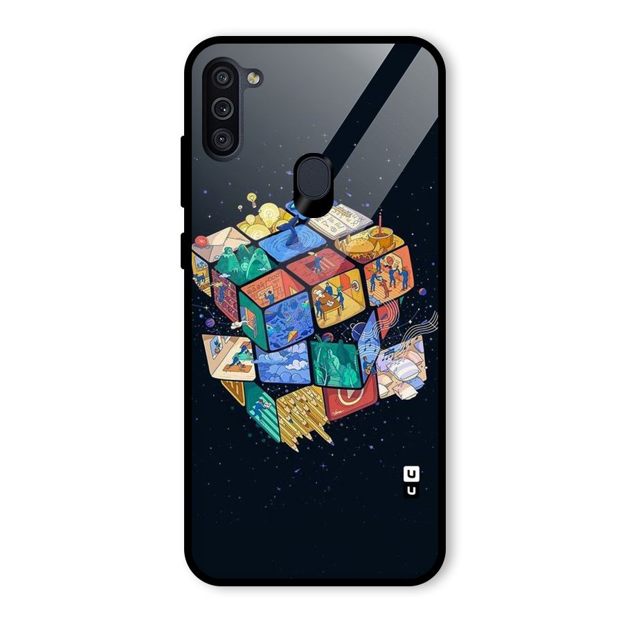 Coloured Rubic Glass Back Case for Galaxy M11