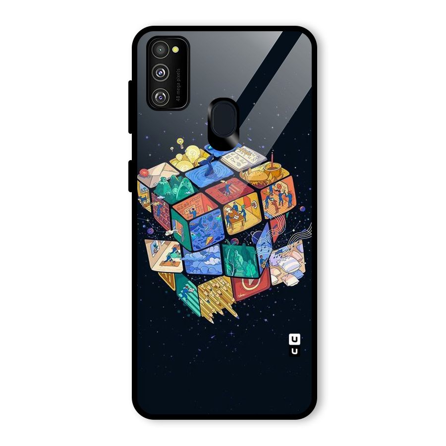 Coloured Rubic Glass Back Case for Galaxy M30s