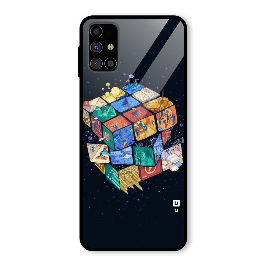 Coloured Rubic Glass Back Case for Galaxy M31s