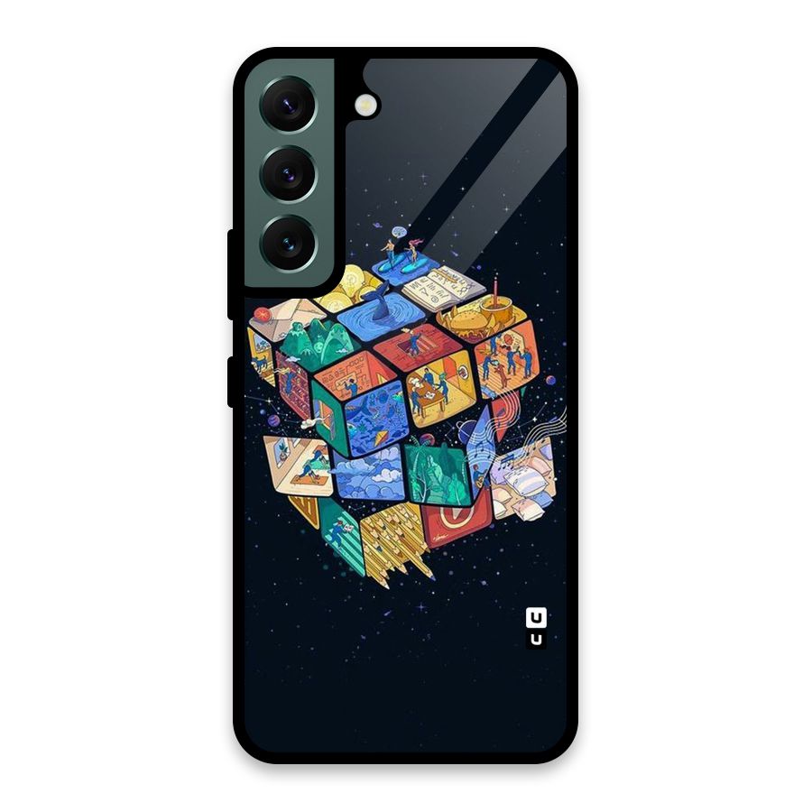 Coloured Rubic Glass Back Case for Galaxy S22 5G