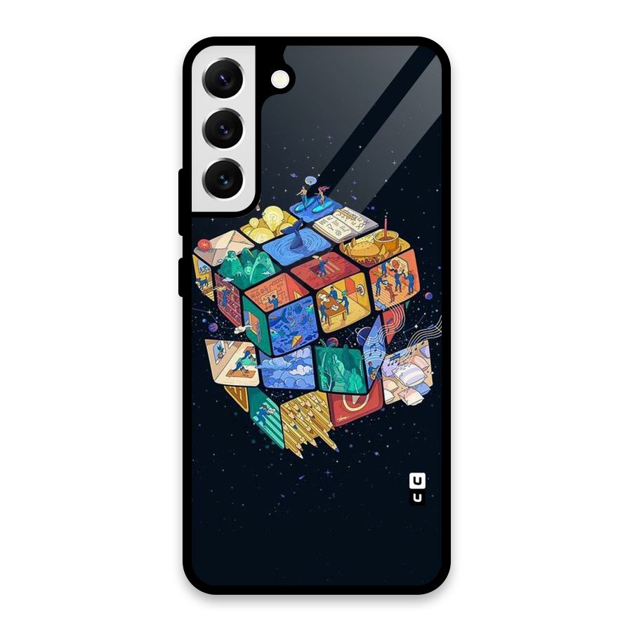 Coloured Rubic Glass Back Case for Galaxy S22 Plus 5G