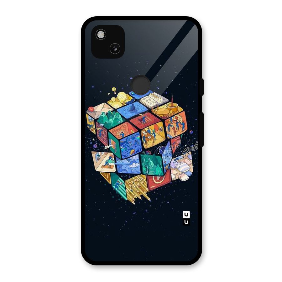 Coloured Rubic Glass Back Case for Google Pixel 4a