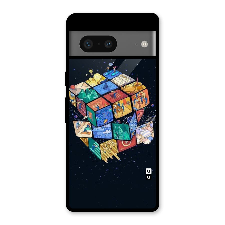 Coloured Rubic Glass Back Case for Google Pixel 7