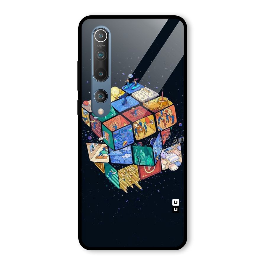 Coloured Rubic Glass Back Case for Mi 10