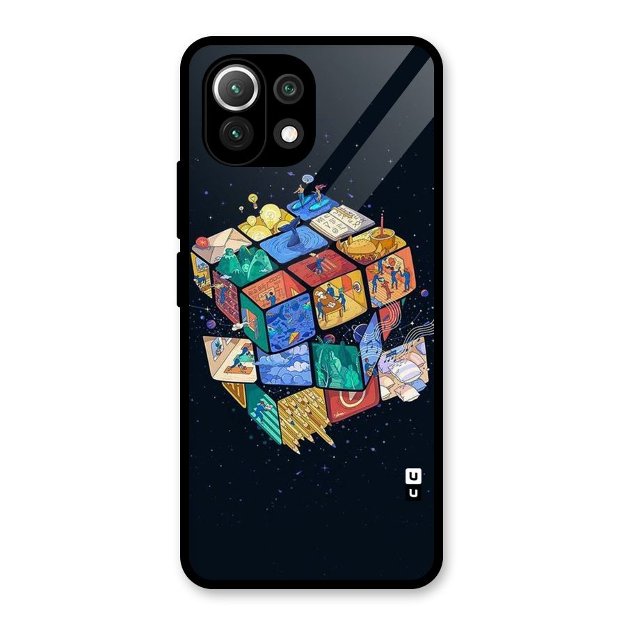 Coloured Rubic Glass Back Case for Mi 11 Lite