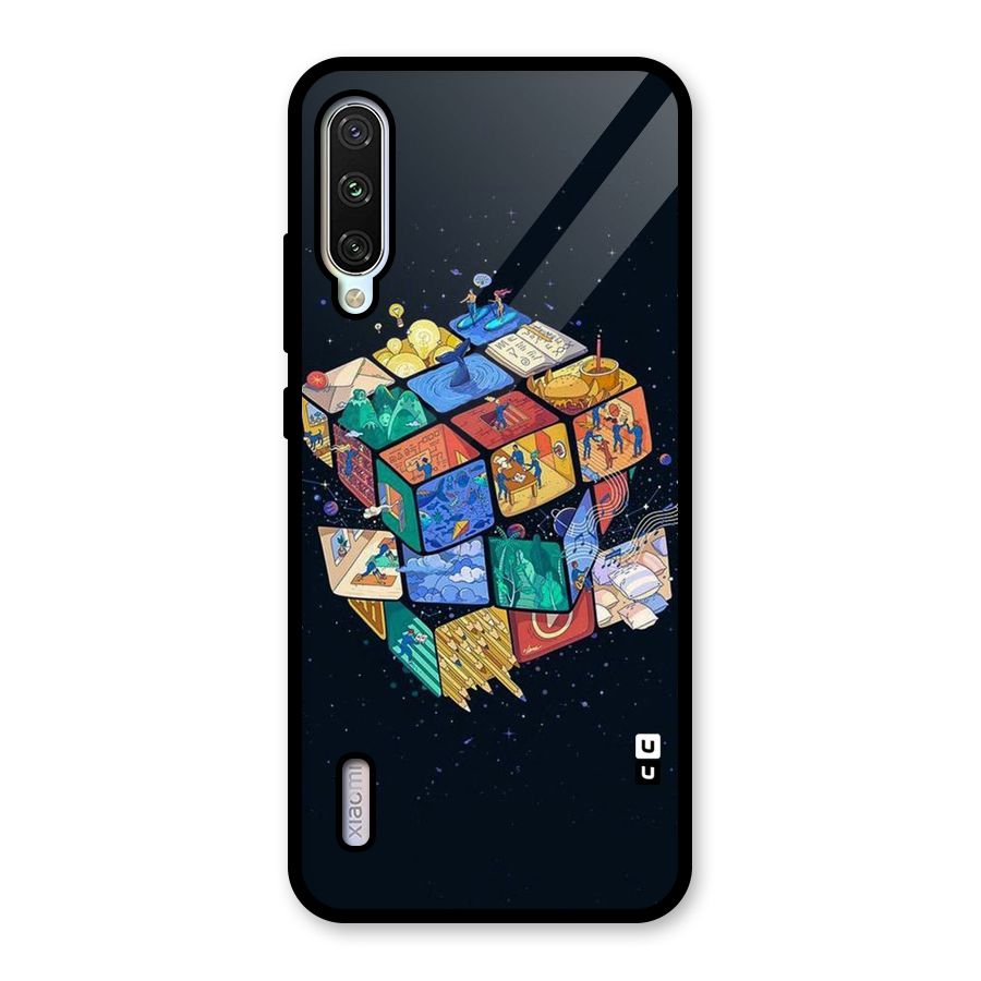 Coloured Rubic Glass Back Case for Mi A3