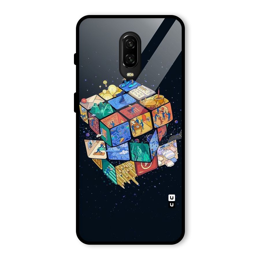 Coloured Rubic Glass Back Case for OnePlus 6T