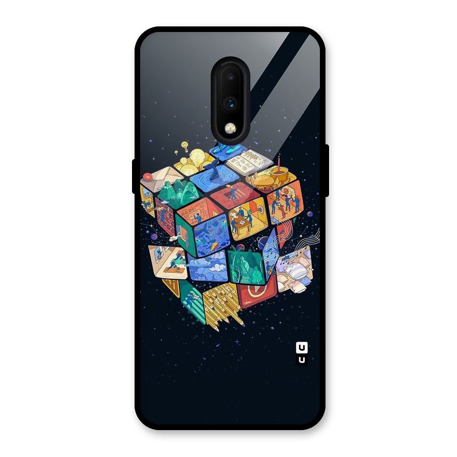 Coloured Rubic Glass Back Case for OnePlus 7